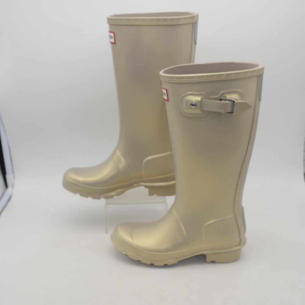 NEW HUNTER Kid's 2 Original Kids Nebula Rubber Rain Boots  Pale Gold UK 13 - Picture 3 of 10